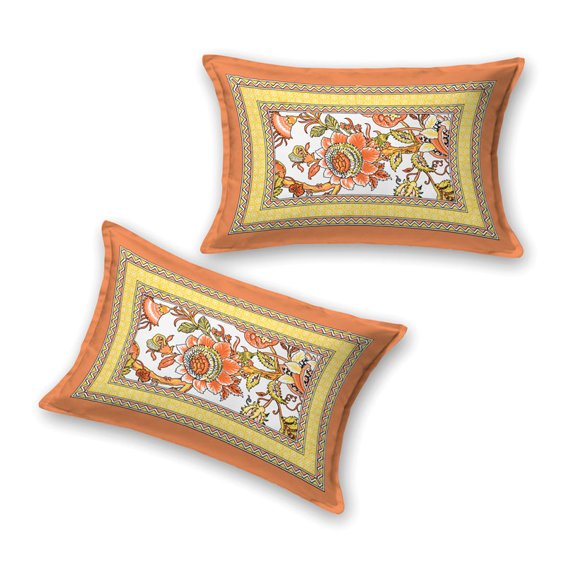 Gulab-E-Gulzaar Cotton Bedsheet (Orange) - 144 TC media 8