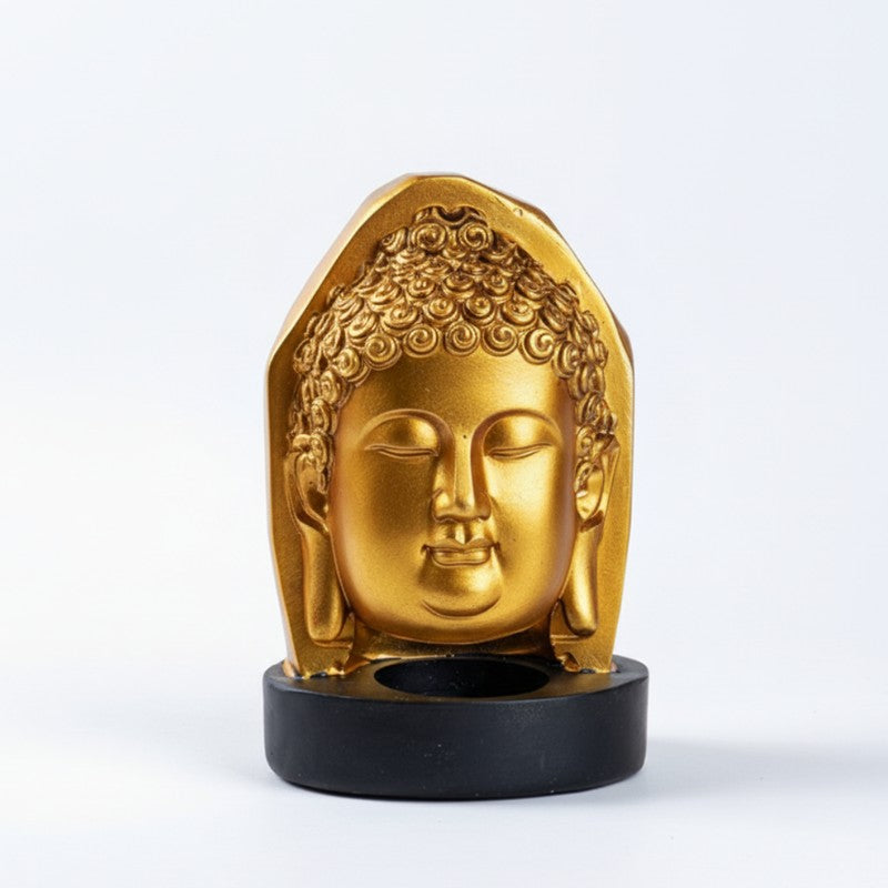 Aura of Calm Buddha Showpiece - Gold media 3