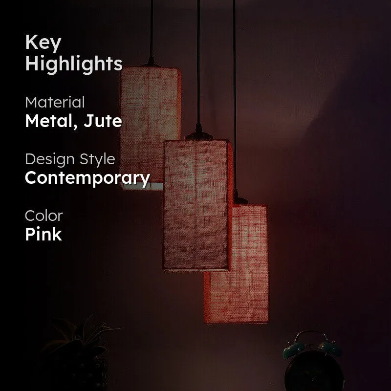 Warm Ivory Triple Metal Ceiling Lamp - Pink media 2