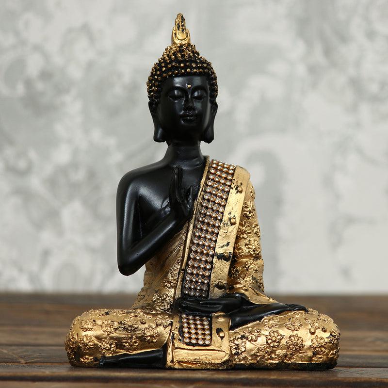 Buddha in Meditation Showpiece - Black & Gold