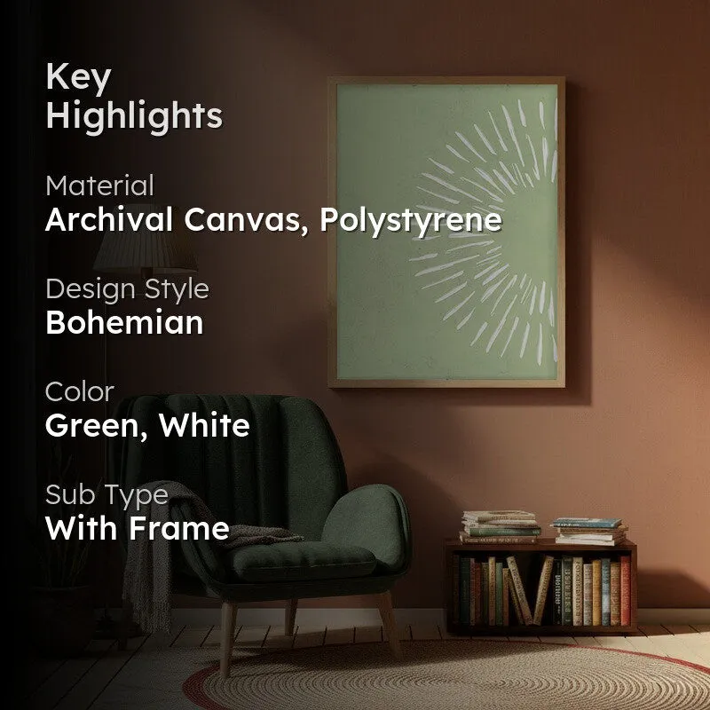 Pastel Sunray Canvas Wall Painting With Brown Frame media 2