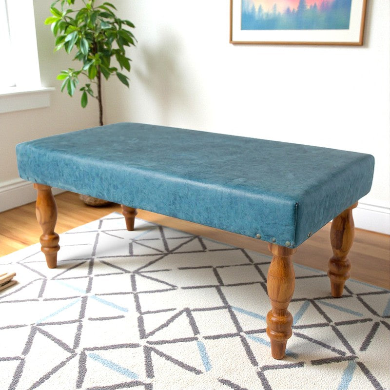 Dexon Sheesham Wooden Bench - Blue