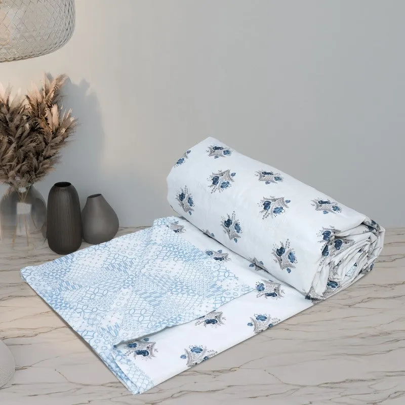 Tiny Bloom Printed Cotton Dohar (Blue,White) - 120 GSM media 8