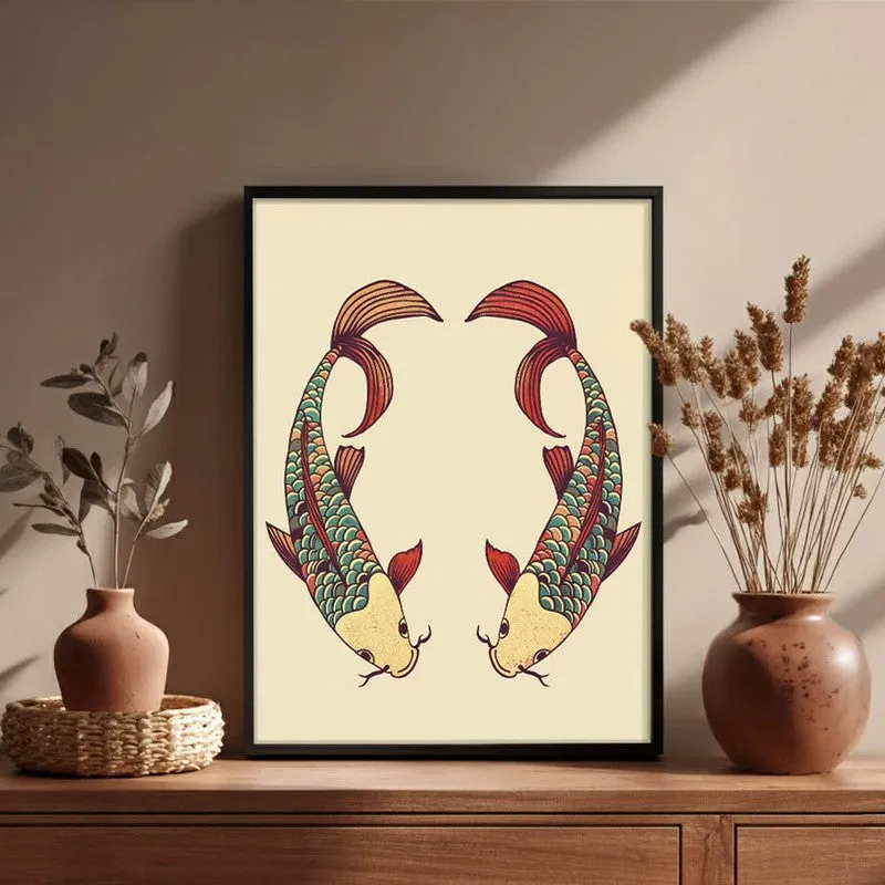 Decorative Bird Illustration Canvas Wall Painting With Black Frame media 3