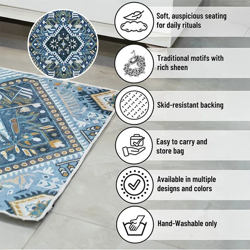 Iman Grace Prayer Mat (Blue) - 550 GSM media 9