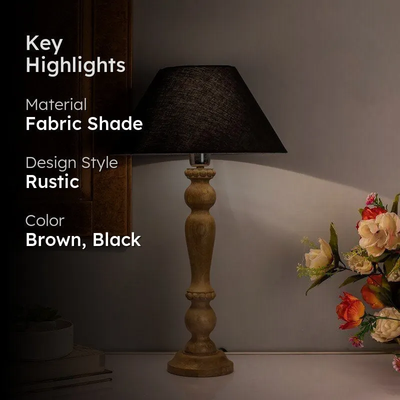 Radical Artistry Natural Wood Fabric Table Lamp - Brown,Black media 2