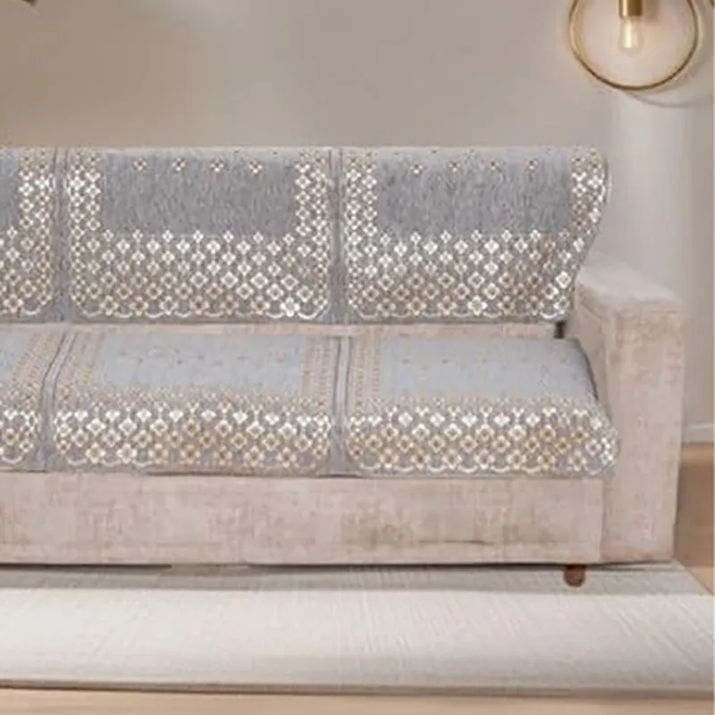 Emsy Cotton Sofa Cover - Grey media 5