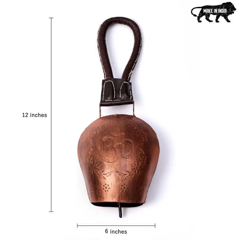 Sacred Om Engraved Rustic Metal Hanging Bell media 7