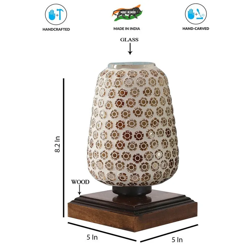 Miraelle Glass Table Lamp With Wooden Base - Multicolor media 9