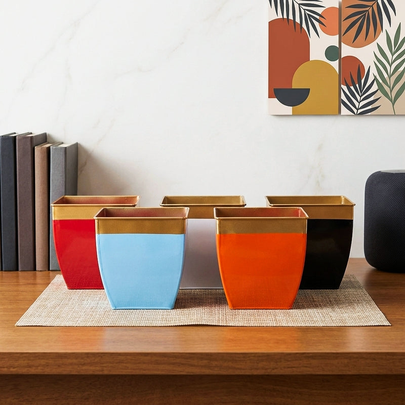 Yula Goldo Planter (Multicolor) - Set Of Five