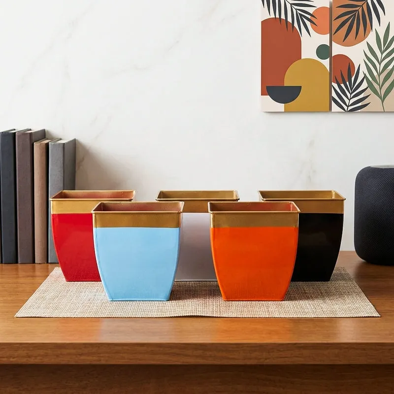 Yula Goldo Planter (Multicolor) - Set Of Five media 1
