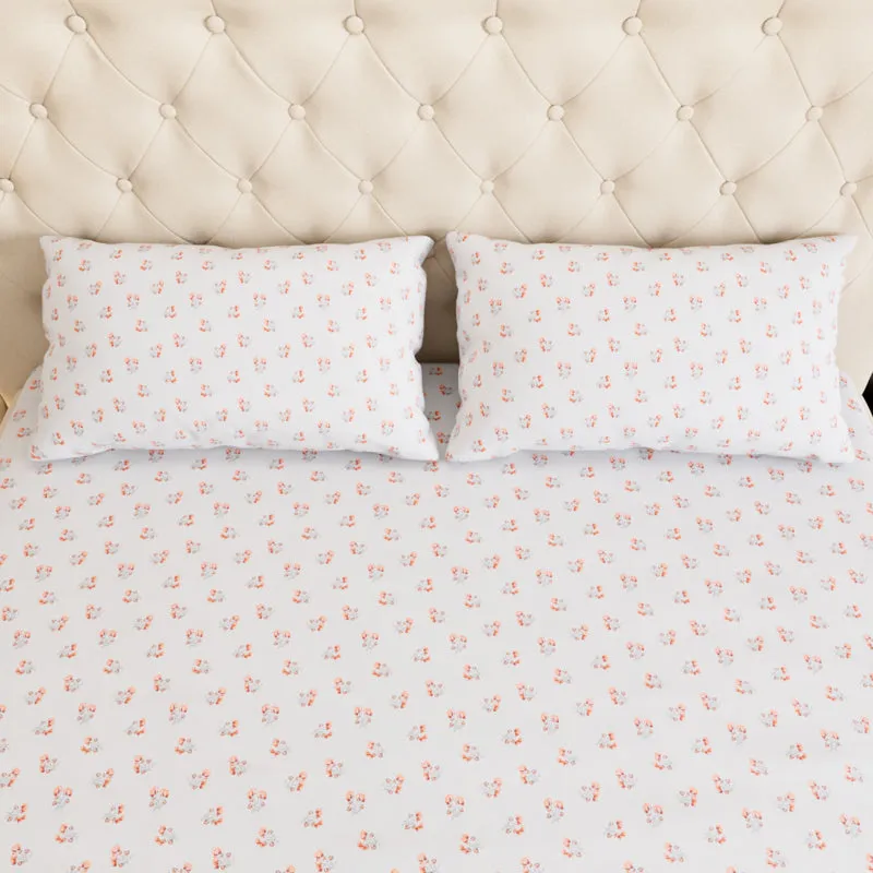 Blossomline Floral Cotton Bedsheet (Orange) - 180 TC media 5