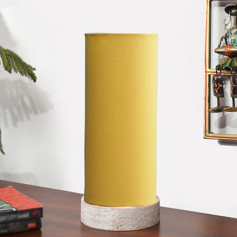 Ocra Tower Wooden Table Lamp - Yellow,White media 3