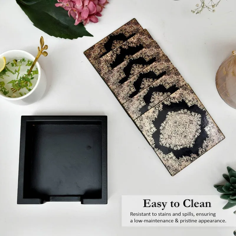 Nature Inspired Wooden Coasters Coasters with Holder - Seven Piece Set media 5