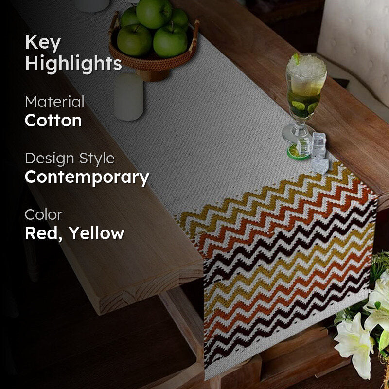 Metro Peaks Chevron Cotton Table Runner media 2