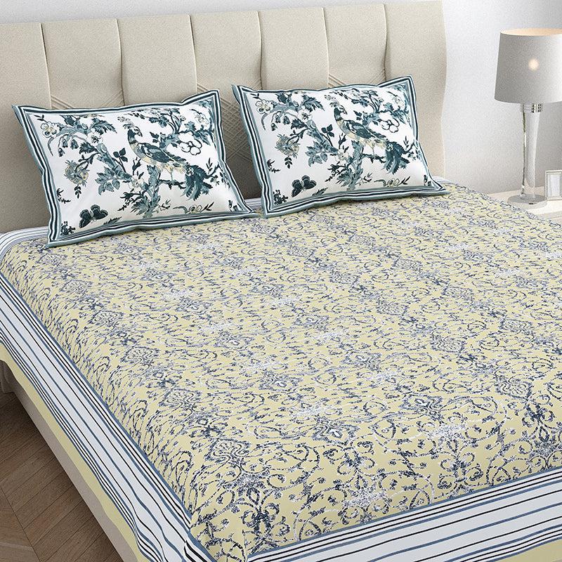 Avani Aura Floral Cotton Bedsheet (Yellow) - 150 TC media 3