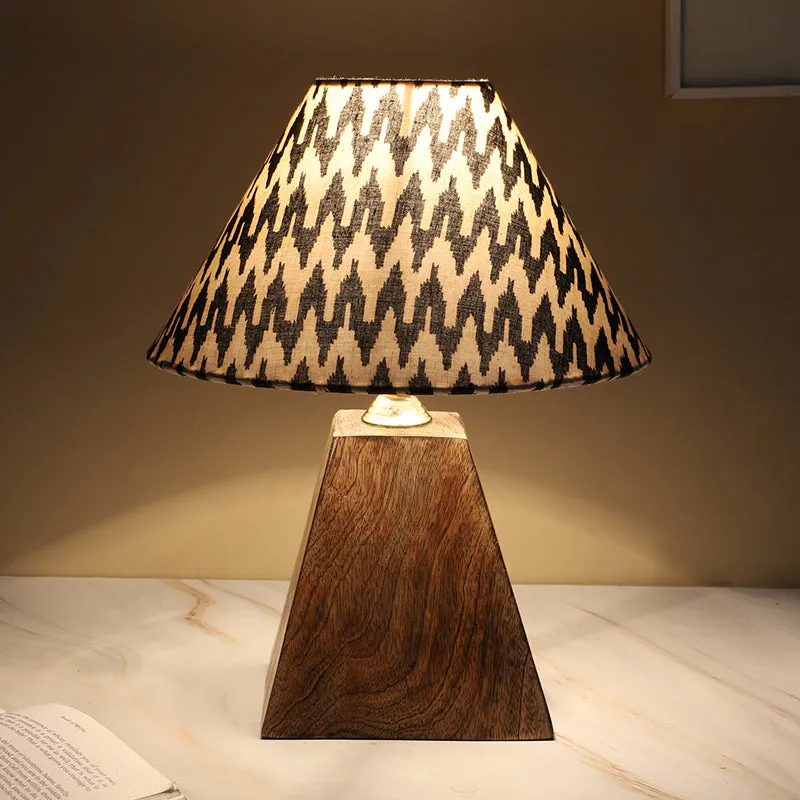Chevronic Obelisk Printed Mango Wood Table Lamp - Black,White media 4