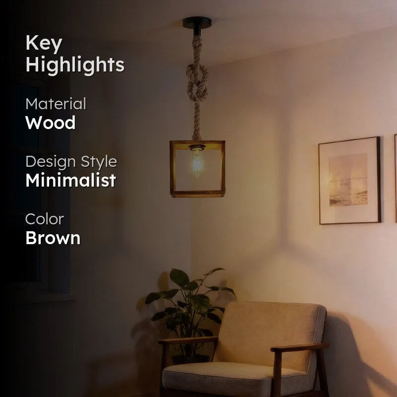 SquareLit Wooden Ceiling Lamp - Brown media 2