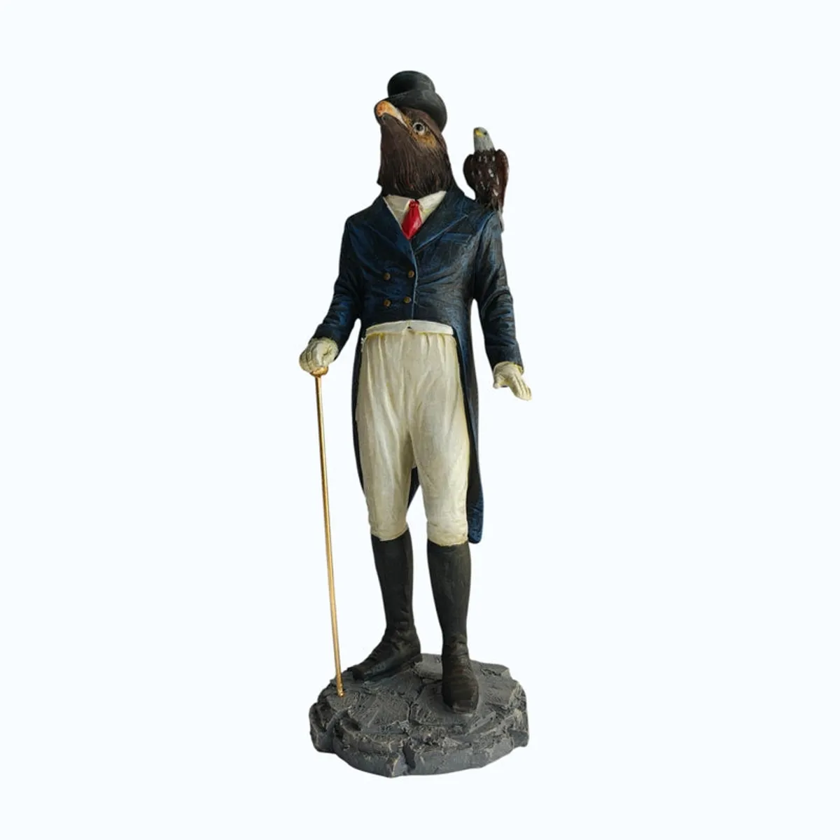 Front view of the rooster gentleman showpiece on a plain light background