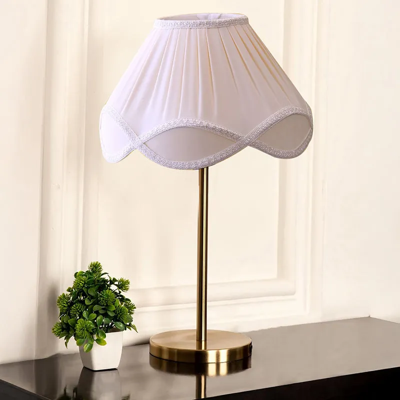 Dwell Beam Cotton & Metal Table Lamp - White,Gold media 2