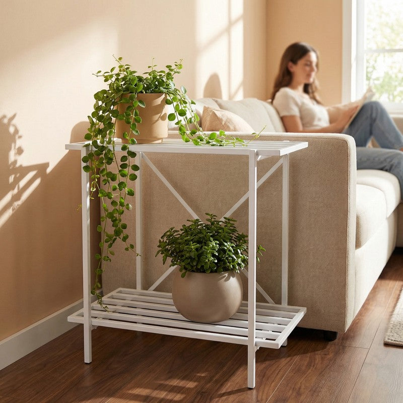Leafnest Metal Planter Stand - White media 7