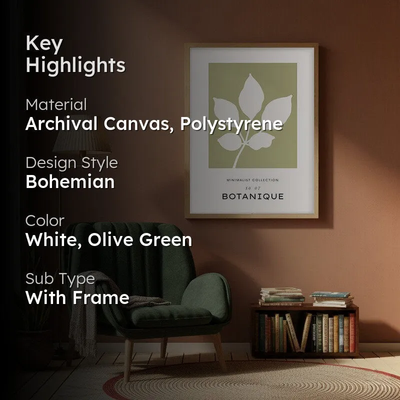 Serene Stem Canvas Wall Painting With Brown Frame media 2