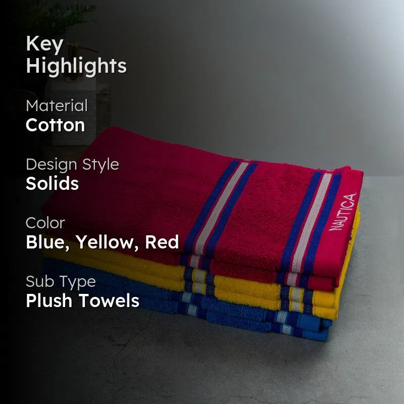 Nautica Dove Dual Down Cotton Hand Towel (Yellow,Red & Blue) - Set Of Six media 2