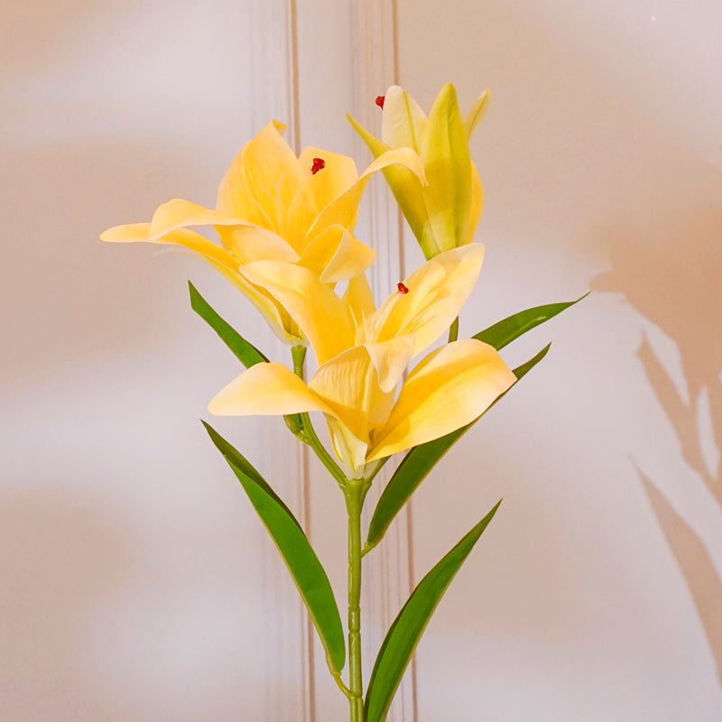 Faux Orienpet Lily Flower Stick (Yellow) - 24 CM media 4