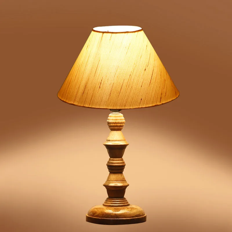 Cotin II Timber Wooden Table Lamp - Ivory,Brown media 5