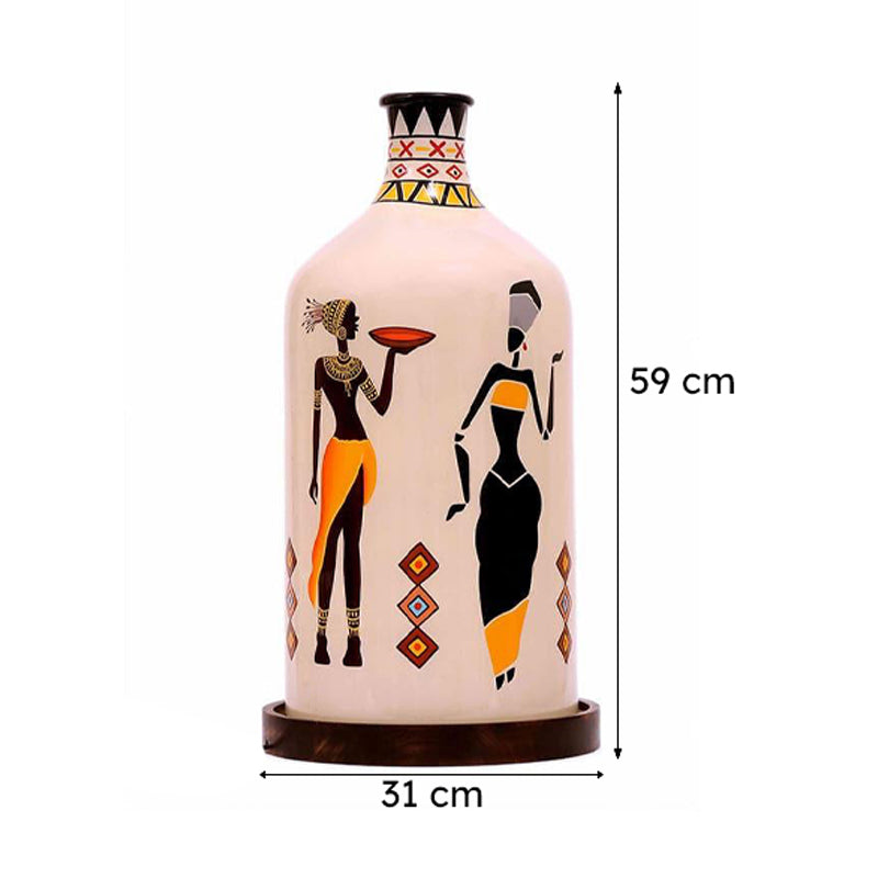 Tribal Art Hand Painted Glass Table Lamp - Multicolor media 6