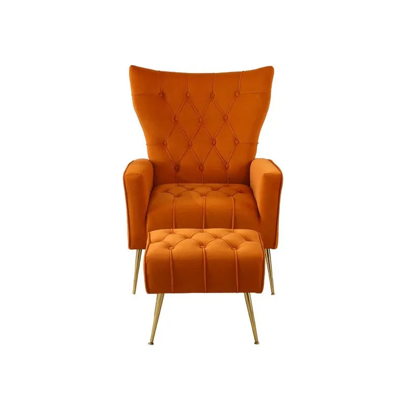 Simplex Neem Wood Lounge Chair (Orange) - Two Piece Set media 4