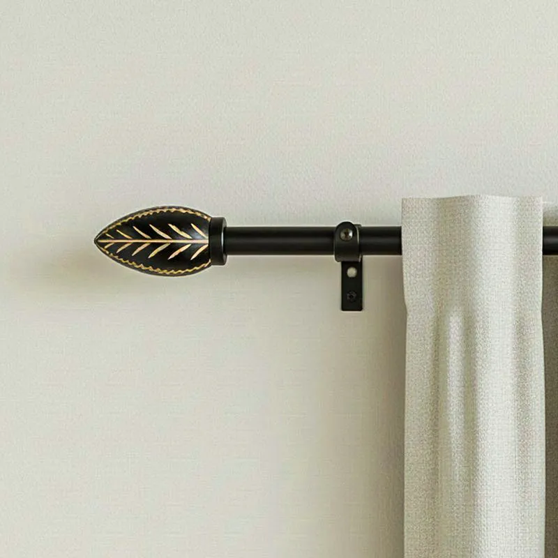 Foliara Extendable 1" Single Curtain Rod With Oval Finial & Brackets media 1