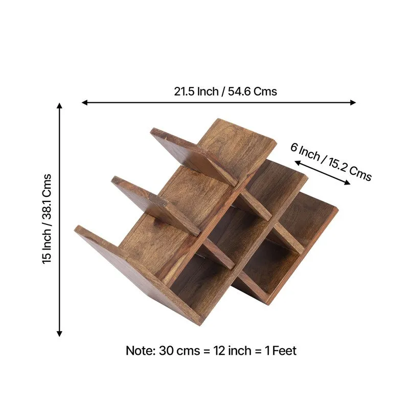 Xverox Sheesham Wooden Wine Rack - Light Brown media 9
