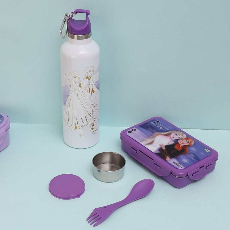 Frozen Belle Lunch Box 700 ML With 600 ML Water Bottle - Two Piece Set - Bundles