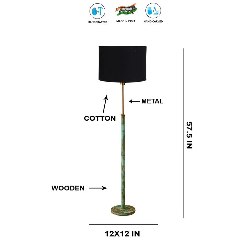 Amber Glow Wooden Floor Lamp - Black media 8