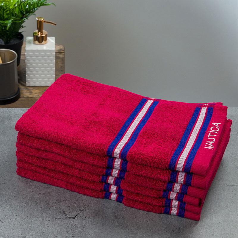 Nautica Dove Dual Down Cotton Hand Towel (Burgundy) - Set Of Six media 4