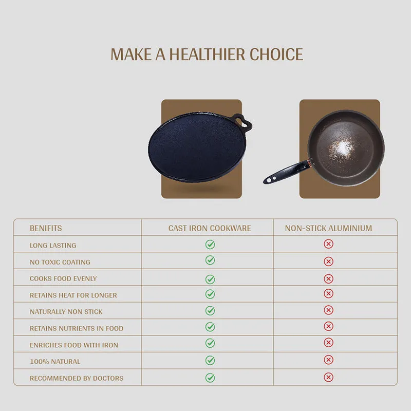 Mittir Induction Safe Cast Iron Dosa Tawa - 24 cm media 5
