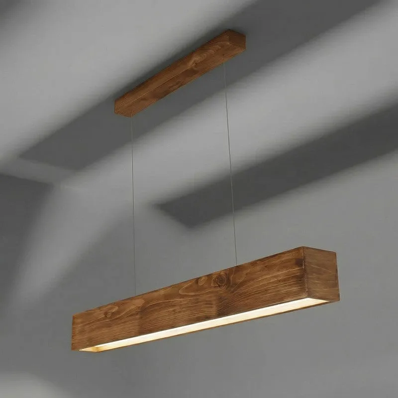 StraightBeam Wooden Ceiling Lamp - Brown media 6