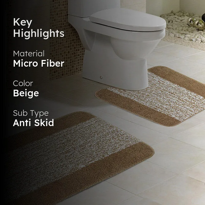 Marvis Anti Skid Bath Mat & Contour Mat (Beige) - Eight Piece Set media 2