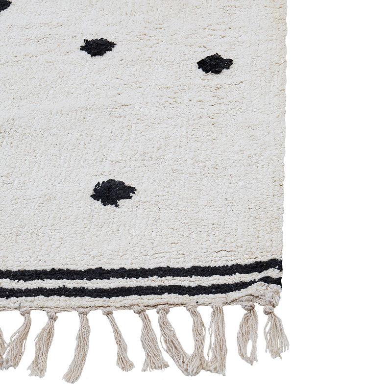 Polka Drops Tufted Cotton Area Rug - Black,White media 4