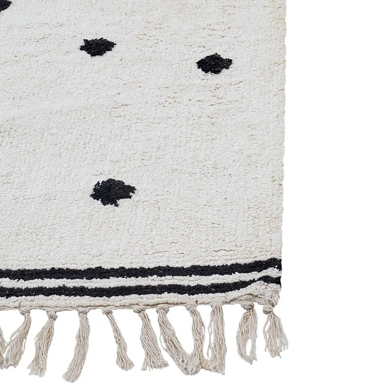 Polka Drops Tufted Cotton Area Rug - Black,White - 4