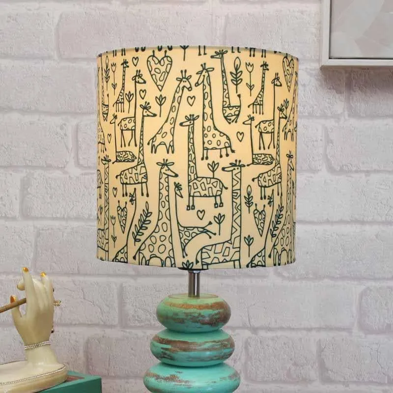 Tall Tales Blue Wood Fabric Table Lamp - Beige,Brown media 3