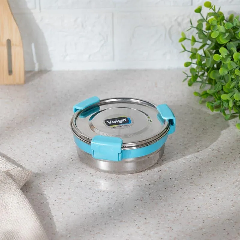 Ivago Steel Airtight Lunch Box (Light Blue) - 275 mL media 1