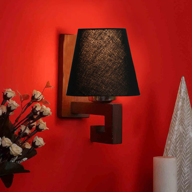 Ebony Conical Wooden Wall Lamp