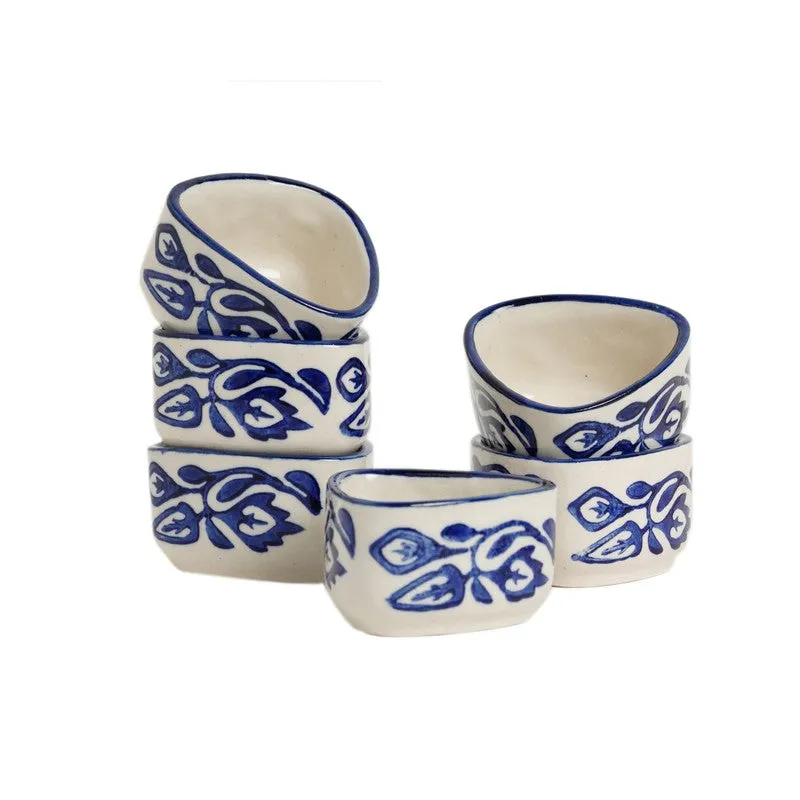 Dippure Ceramic Dip Bowls (Blue,White ,40 mL Each) - Set Of Six media 3