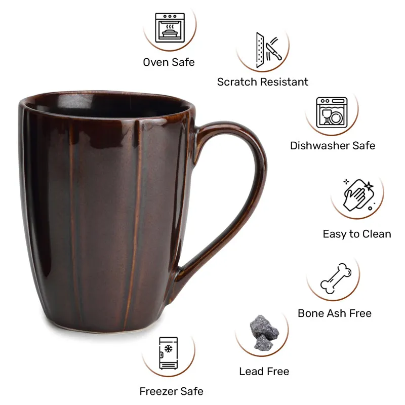 Ciro Porcelain Coffee Mug (300 mL Each/Brown) - Set of Two media 5