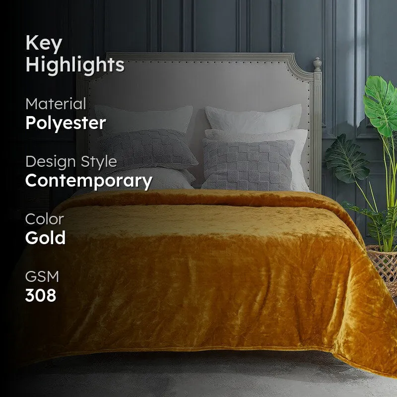 Sarva Polyester Solid Blanket - Yellow media 2