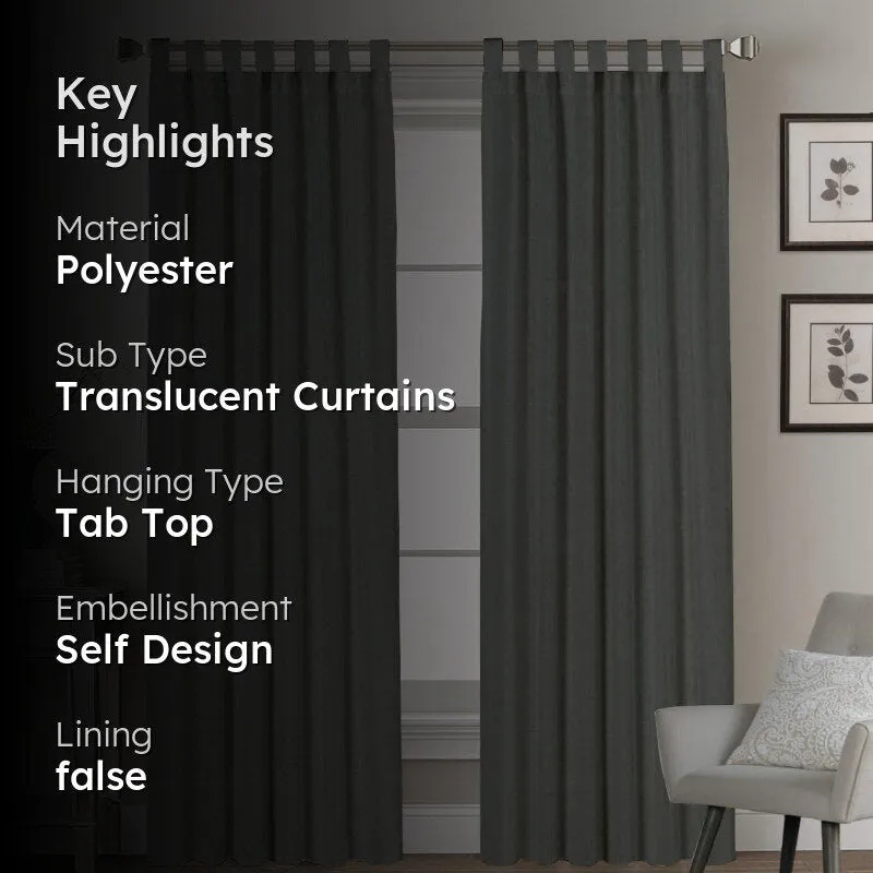 Esme Tab Top Medium Width Curtain - Dark Grey media 2
