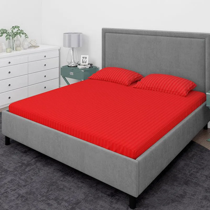 Chic Lines Geometric Cotton Bedsheet (Orange) - 210 TC media 1