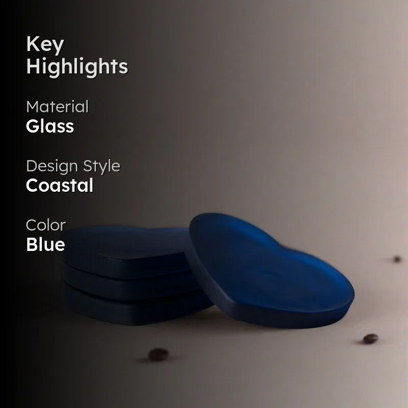 Glossy Hearty Mist Glass Coaster (Blue) - Set Of Four media 2